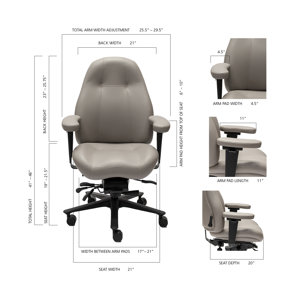 Size Guide for LIFEFORM Chairs