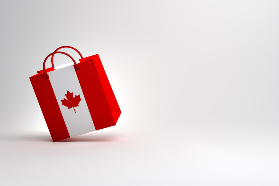 Shop Lifeform© Chairs Canada image of a shopping bag with a Canadian flag on it.